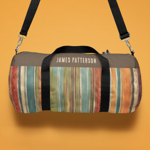 Farbenfrohe Vintage-gemalte Streifen Personalisier Duffle Bag