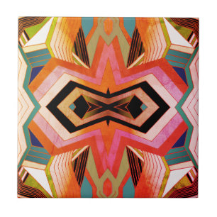 Farbenfrohe Vintage-Geometrie-Vibes Fliese