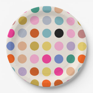 Farbenfrohe vintage geometrische Punkte Pappteller