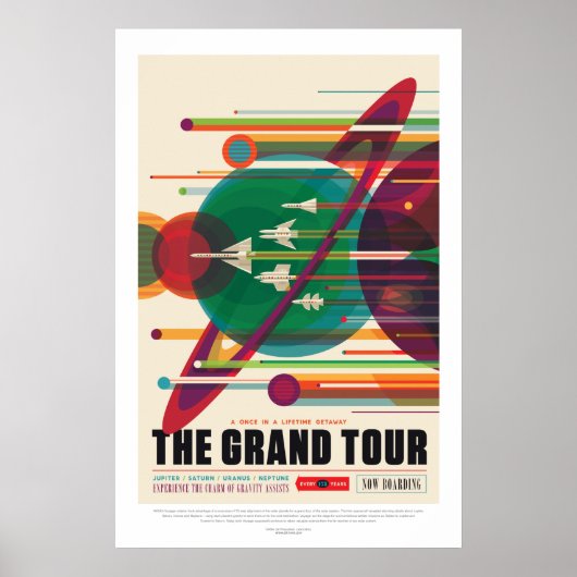 Farbenfrohe Vintage Grand Tour Weltraumreise Poster (Vorne)