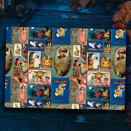 Farbenfrohe Vintage Halloween-KartenCollage Seidenpapier
