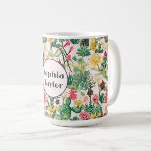 Farbenfrohe Vintage Kaktus-Sammlung Kaffeetasse