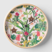 Farbenfrohe Vintage Kaktus-Sammlung Uhr (Vorderseite)
