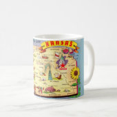 "Farbenfrohe Vintage Karte Kansas Tasse (VorderseiteRechts)