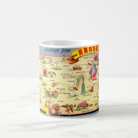 "Farbenfrohe Vintage Karte Kansas Tasse (Mittel)