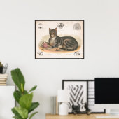 Farbenfrohe Vintage KatzenIllustration Kunst, Dich Poster (Heimbüro)