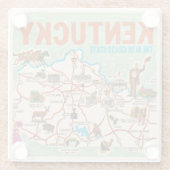 Farbenfrohe Vintage Kentucky Karte Glasuntersetzer (Rückseite)