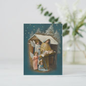 Farbenfrohe Vintage Krippe Postkarte (Stehend Vorderseite)