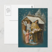 Farbenfrohe Vintage Krippe Postkarte (Vorne/Hinten)