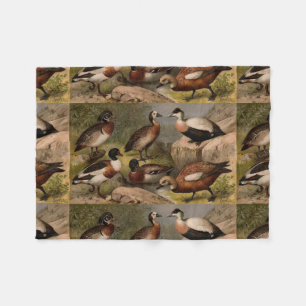 Farbenfrohe Vintage-Malerei von Enten Fleecedecke