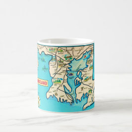 Farbenfrohe Vintage Maryland Karte Postkarte Tasse