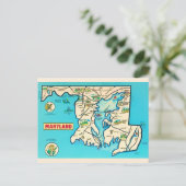 Farbenfrohe Vintage Maryland Map Postcard Postkarte (Stehend Vorderseite)