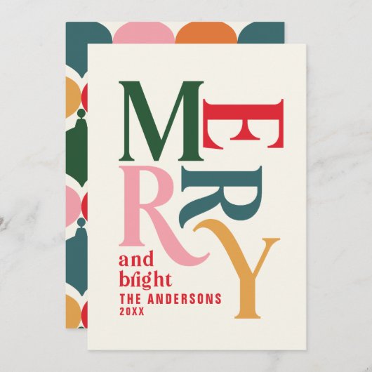 Farbenfrohe Vintage merry chritsmas Ankündigung (Vorne/Hinten)