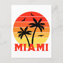 Farbenfrohe Vintage Miami Sunset Postkarte