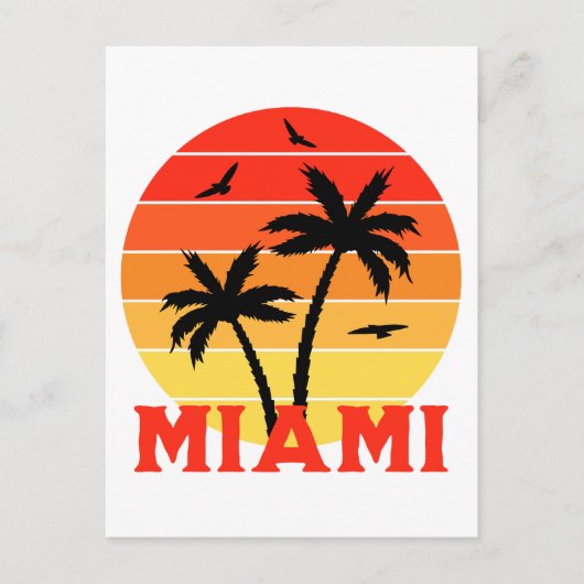 Farbenfrohe Vintage Miami Sunset Postkarte (Vorderseite)