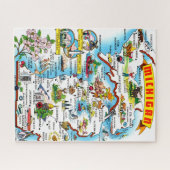 Farbenfrohe Vintage Michigan Karte Jigsaw Puzzle (Horizontal)