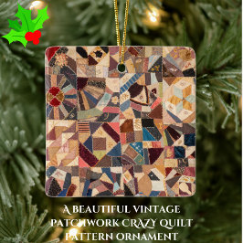 Farbenfrohe Vintage Patchwork Crazy Quilt Keramikornament