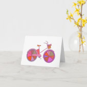 Farbenfrohe Vintage Radtour mit Blume Karte (Gelbe Blume)