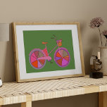 Farbenfrohe Vintage Radtour mit Blume Poster<br><div class="desc">Eine niedliche Bike-Illustration in einer farbenfrohen Farbpalette von grün,  lila und orange. Klicken Sie auf Anpassen,  wenn Sie die Hintergrundfarbe ändern möchten.</div>