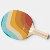 Farbenfrohe Vintage Regenbogenwellen Personalisier Tischtennis Schläger (Seitenansicht)