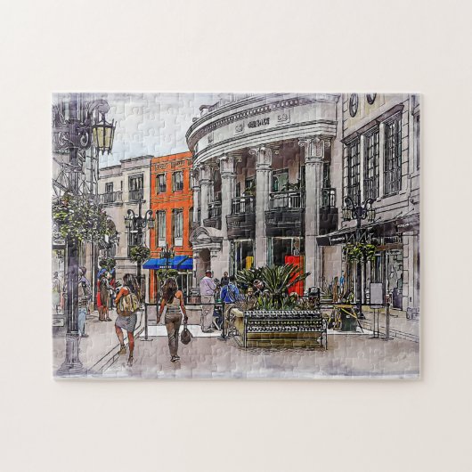 Farbenfrohe Vintage Romantikreise Girl Puzzle (Horizontal)