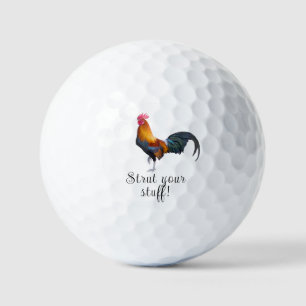 Farbenfrohe Vintage Rooster "Strut dein Zeug!" Golfball