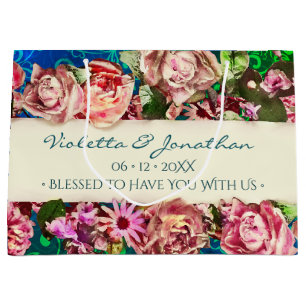 Farbenfrohe Vintage Rose Niedliche Rainbow Floral Große Geschenktüte