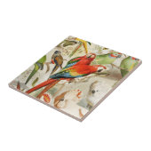 Farbenfrohe Vintage Rote Tropische Vogelparrosen Fliese (Seite)