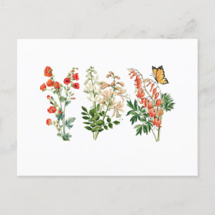 Farbenfrohe Vintage-Sommerblumen Postkarte