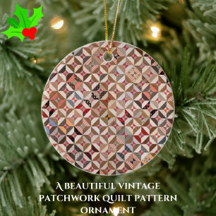 Farbenfrohe Vintage Spool Patchwork Quiltmuster Keramik Ornament