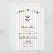 Farbenfrohe Vintage Streifen Junggeselinnen-Abschi Einladung (Vorne/Hinten)