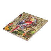 Farbenfrohe Vintage tropische Vogelparrosen Fliese (Seite)