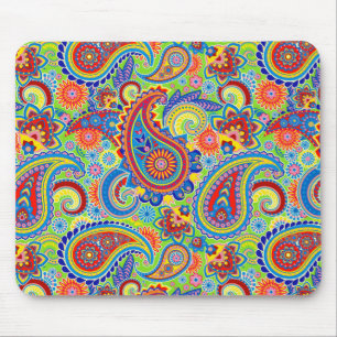Farbenfrohe Vintage Verzierte Floral Paisley Mousepad
