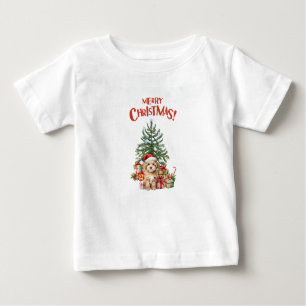 Farbenfrohe Vintage Wasserfarbe Frohe Weihnachten Baby T-shirt