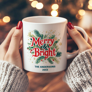 Farbenfrohe Vintage Weihnachten Einfache Elegante Kaffeetasse