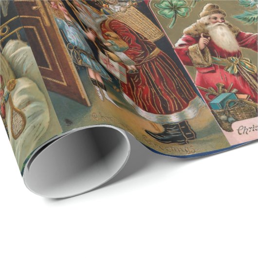 Farbenfrohe Vintage Weihnachtskollage Geschenkpapier (Rolleneckpunkt)