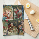 Farbenfrohe Vintage Weihnachtskollage Geschirrtuch (Viertel Falte)