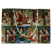 Farbenfrohe Vintage Weihnachtskollage Große Geschenktüte (Rückseite)