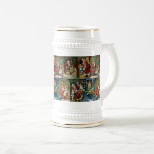 Farbenfrohe Vintage-Weihnachtsmann-Collage Bierglas