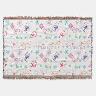 Farbenfrohe Vintage Weihnachtsmuster Decke