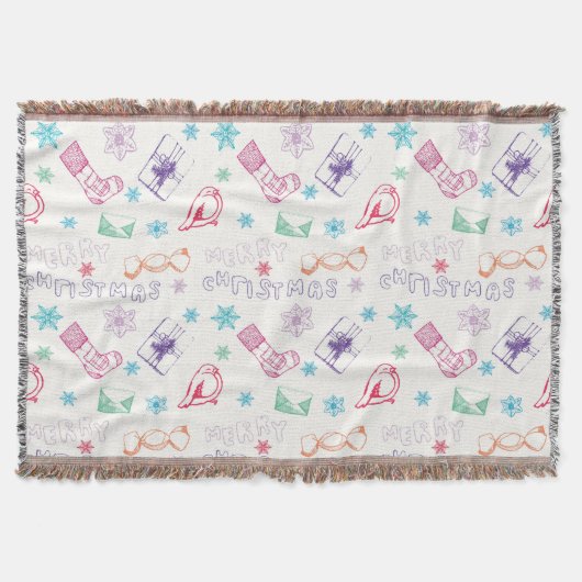Farbenfrohe Vintage Weihnachtsmuster Decke (Vorderseite)