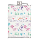 Farbenfrohe Vintage Weihnachtsmuster Flachmann (Rückseite)