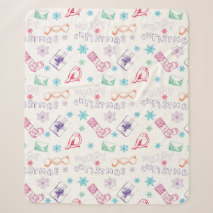 Farbenfrohe Vintage Weihnachtsmuster Sherpadecke