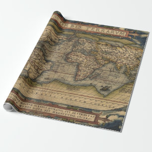 Farbenfrohe Vintage Weltkarte Geschenkpapier