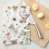 Farbenfrohe Vintage Wildblumen Schmetterlinge bota Geschirrtuch (Viertel Falte)