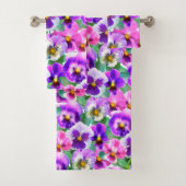 Farbenfrohe Violets Muster für Blume Badhandtuch Set (Insitu)