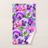 Farbenfrohe Violets Muster für Blume Badhandtuch Set (Handtuch)