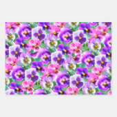 Farbenfrohe Violetten Pansy Blume Muster Geschenkpapier Set (Vorderseite)