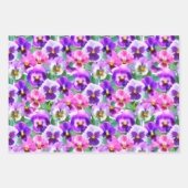 Farbenfrohe Violetten Pansy Blume Muster Geschenkpapier Set (Vorderseite)