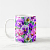Farbenfrohe Violetten Pansy Blume Muster Kaffeetasse (Links)